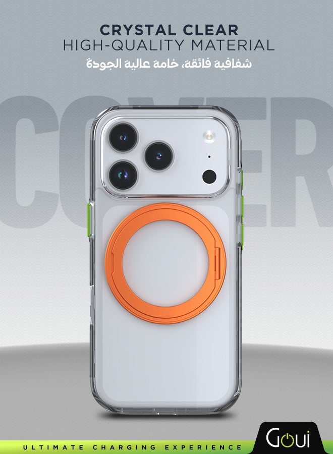 Goui iPhone 17 Pro Case - Premium Clear iPhone Case, with Full Protection, Scratch & Shock Resistant, Built-in Ring Holder, and Anti-Smudge Design Transparent/Orange - Image 1