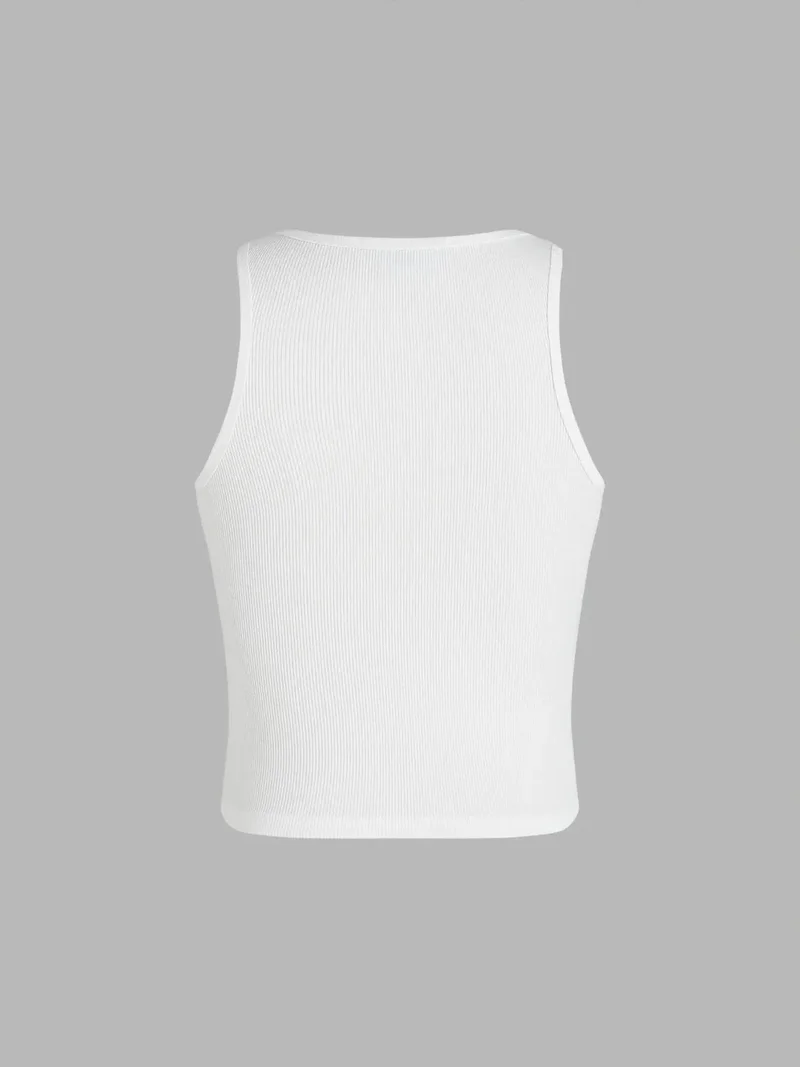 HICCUP Basic Button Detailed Crop Top