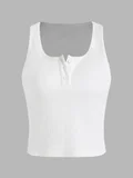 HICCUP Basic Button Detailed Crop Top
