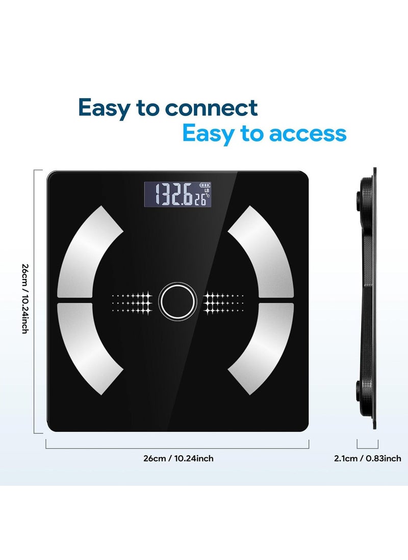 Digital Simple and Practical Body Fat Scale with Led Display, Bathroom Scale with Smartphone App High Precision Intelligent Digital Electronic Weight BMI Scale, Black