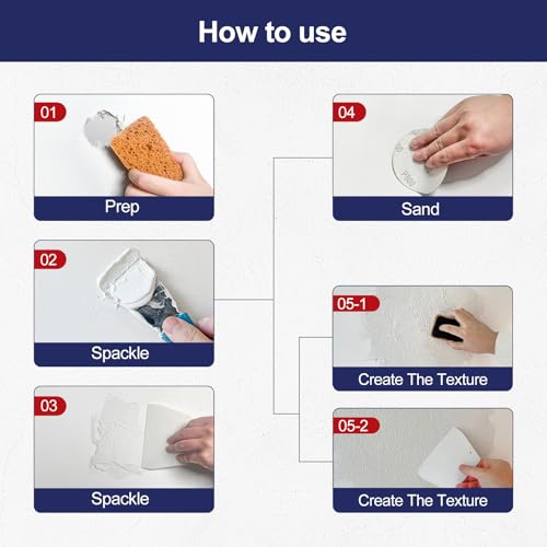 BONCART 8.6oz Drywall Patch Repair Kit - Professional All-in-1 Tool Set (Scrapers/Sandpaper/Texture Sponge/Gloves/Putty Knife) for Fast Wall Hole Repair - Image 5