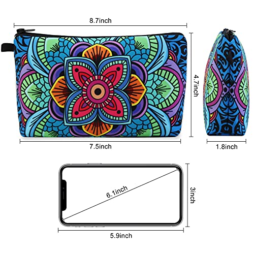 MAGEFY Small Makeup Bag, Portable Travel Cosmetic Bag Zipper Pouch Waterproof Makeup Pouch Multifunctional Small Bag for Women (1 pack, dark blue flower 0179) - Image 4