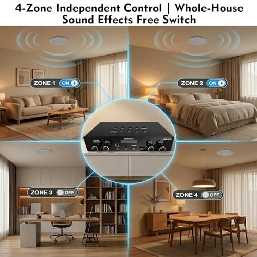Studiofinix Bluetooth 5.4 Home Stereo Audio Amplifier Receiver, 4-Zone 8-Channel 60W x 8 Output,Optical/USB/Mic/Karaoke, Independent Zone Control, Multi-Room Audio for Home Theater and Studio - Image 4