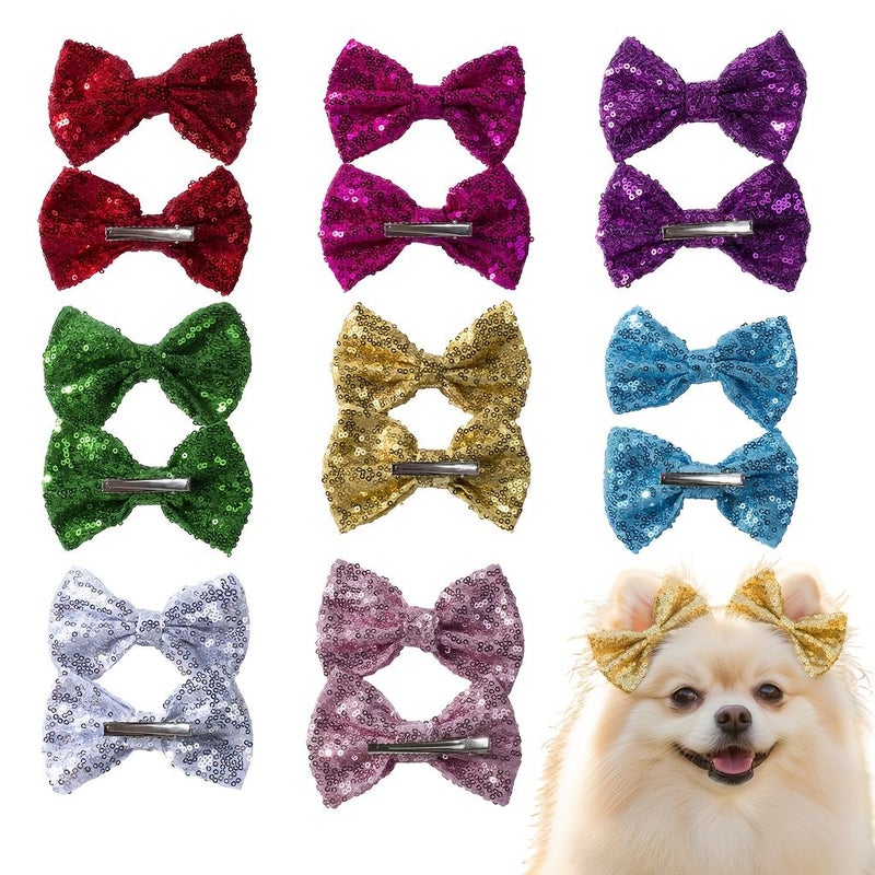 Purple Sequined Bow Dog Hair Clips for Long Hair Pet Daily Wear - Image 1