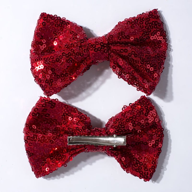 Purple Sequined Bow Dog Hair Clips for Long Hair Pet Daily Wear - Image 4