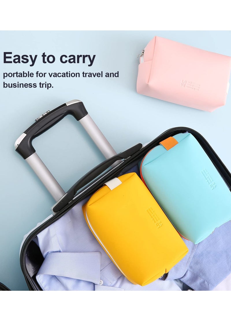 Travel Makeup Organizer Bag for Women Waterproof PU Leather Cosmetic Pouch with Zipper Perfect for Brushes Eyeshadow Palette and Lipstick Ideal Gift for Girls (Yellow) - Image 5