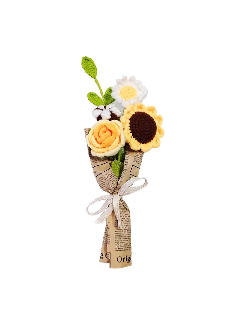 Captaintech Handmade Crochet Flower Bouquet Perfect for Mothers Day Birthdays Weddings and Home Decor Unique Knitted Floral Gift Set - Image 1