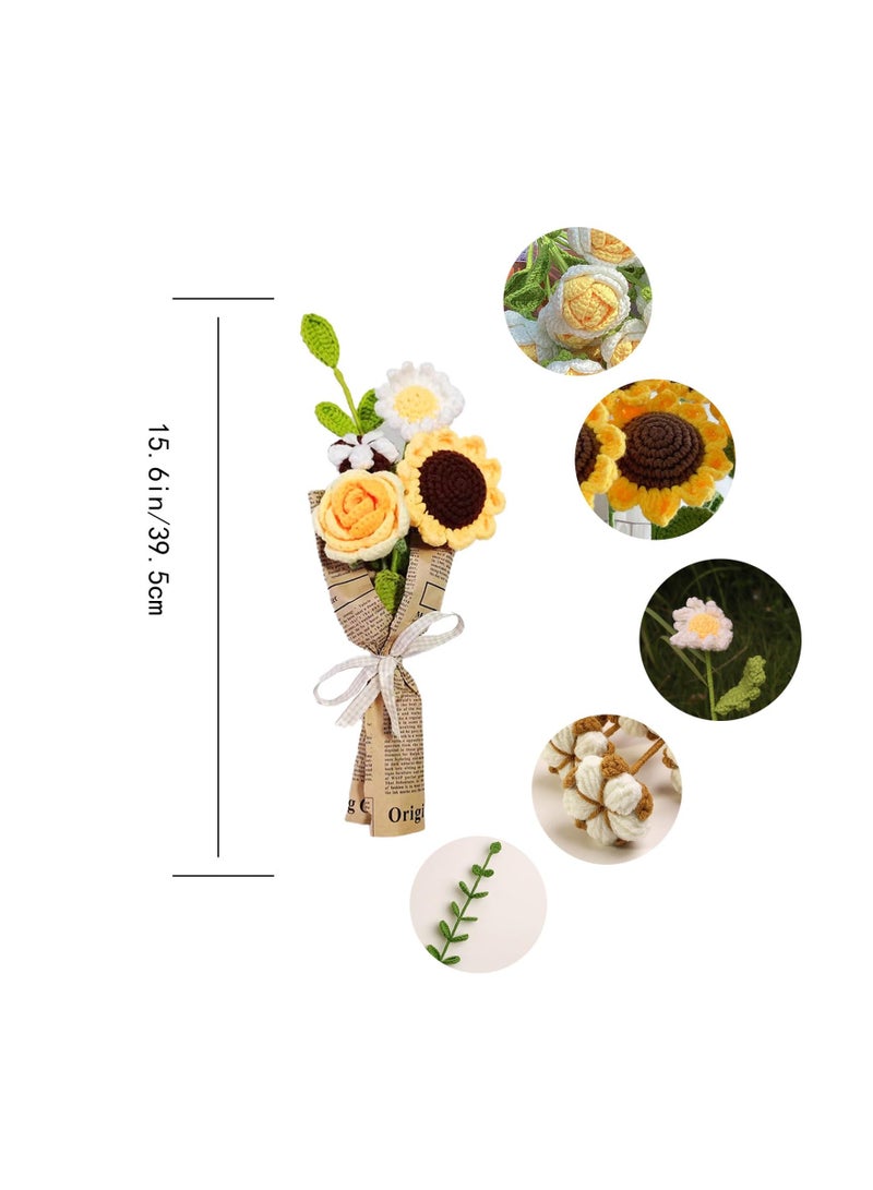 Captaintech Handmade Crochet Flower Bouquet Perfect for Mothers Day Birthdays Weddings and Home Decor Unique Knitted Floral Gift Set - Image 3
