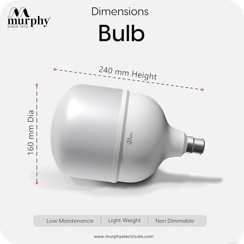 Murphy 70W LED Bulb – Cool Daylight | High Wattage Energy-Saving Bulb | B22 Base | Long Life | 6500K Bright White | 2-Year Warranty (Pack of 1) - Image 4