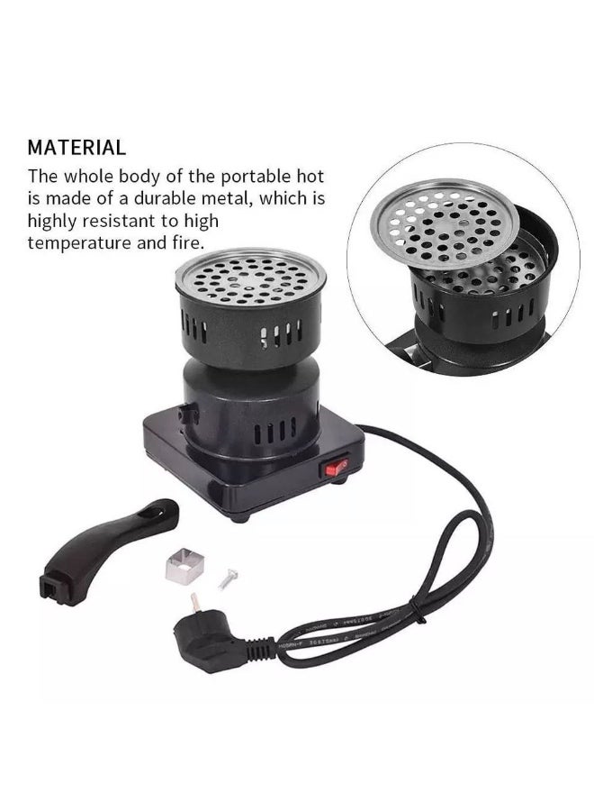 لوح تسخين كهربائي شعلة فحم كهربائية للتخييم وتسخين والفحم، اسود - Image 5