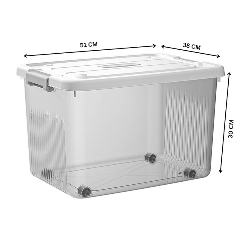 KREPS Clear Storage Container Box Stackable Storage with Lid Plastic Container with Heavy Duty Latches to Organize White Lid PACK OF 3 2XLARGE 20 X 145 X 12 INCH - Image 2