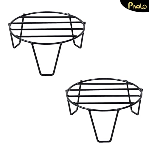 Pivalo Round Plant Stand Galvanised Metal Gamla Support Corner Rack Display Shelf Indoor & Outdoor Flower Pot Holder for Planters Home Garden Balcony Decoration (Pack of 2, Black) - Image 3