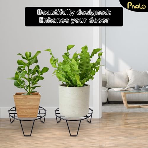 Pivalo Round Plant Stand Galvanised Metal Gamla Support Corner Rack Display Shelf Indoor & Outdoor Flower Pot Holder for Planters Home Garden Balcony Decoration (Pack of 2, Black) - Image 5