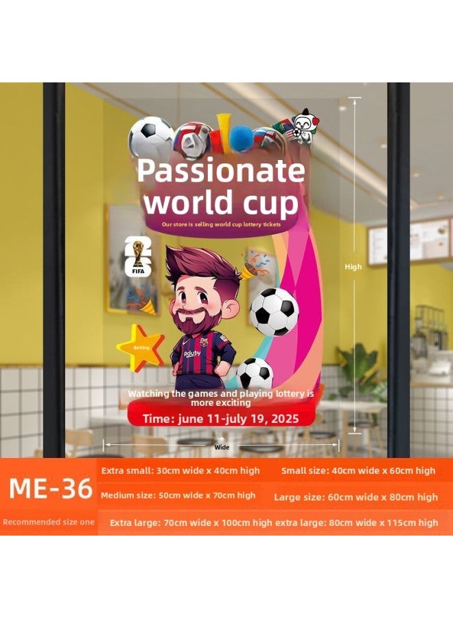 ديكورات مستوحاة من كأس العالم 2026 - المواصفات: (عرض 20 × ارتفاع 30 سم) ملصق زجاجي شفاف مقاوم للأشعة فوق البنفسجية، فئة اللون: SJB05 ME+36 - Image 1