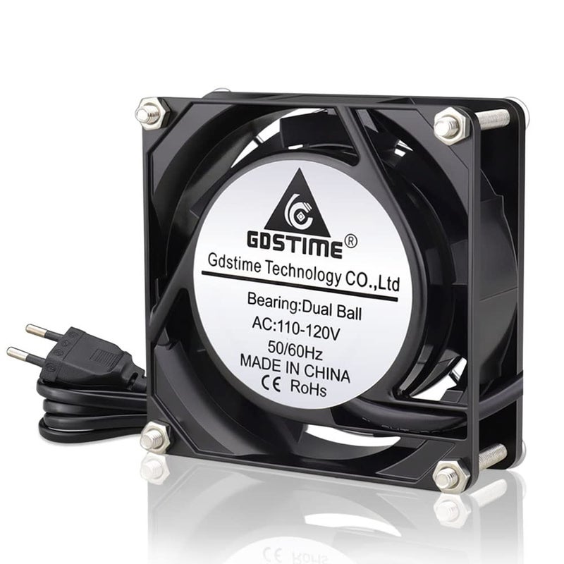 GDSTIME Fan 230 V 80 mm PC Fan 230 V 80 mm Dual Ball Bearing Mini Fan 220 V 80 x 80 x 25 AC Axial Fan 220 V for PC Server Cabinet Motorhome Fridge Inverter Cooling Ventilation Exhaust - Image 1