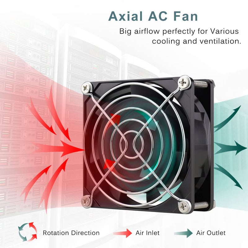 GDSTIME Fan 230 V 80 mm PC Fan 230 V 80 mm Dual Ball Bearing Mini Fan 220 V 80 x 80 x 25 AC Axial Fan 220 V for PC Server Cabinet Motorhome Fridge Inverter Cooling Ventilation Exhaust - Image 5