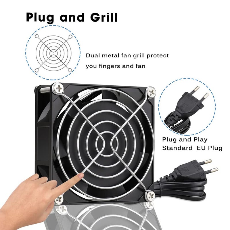 GDSTIME Fan 230 V 80 mm PC Fan 230 V 80 mm Dual Ball Bearing Mini Fan 220 V 80 x 80 x 25 AC Axial Fan 220 V for PC Server Cabinet Motorhome Fridge Inverter Cooling Ventilation Exhaust - Image 3