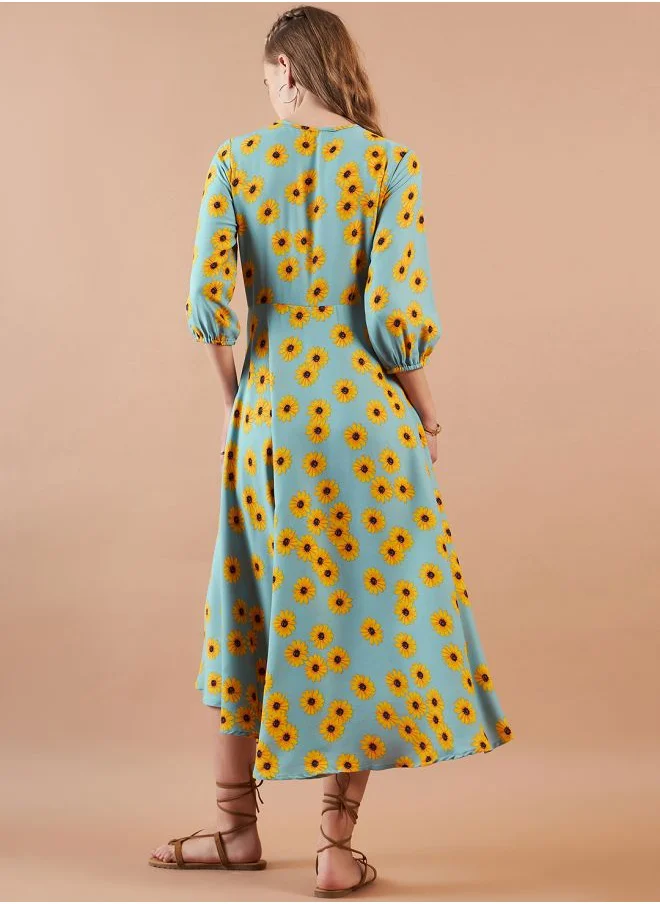 Freehand Women Regular Fit Casual Floral Print Shift Dress