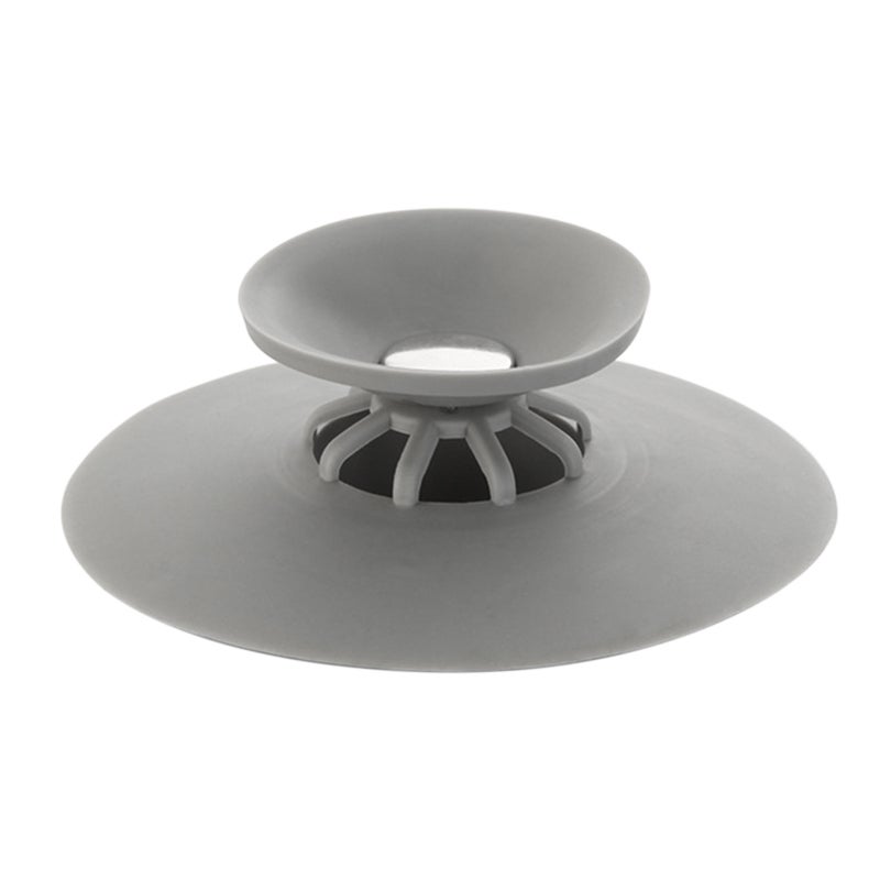 Tub Stopper: Grey Soft Silicone Strainer - Press Suction Design Hair Catcher for Bathroom Bathtub Kitchen Laundry Sinks - Image 1