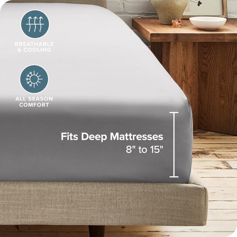 Bare Home 5-Pack Fitted Bottom Sheets Twin - Premium 1800 Ultra-Soft Wrinkle Resistant Microfiber - Deep Pocket (Twin  Light Grey) - Image 4