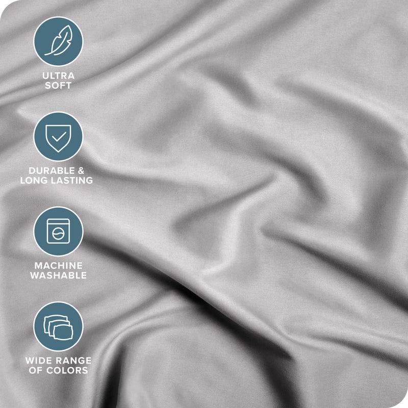 Bare Home 5-Pack Fitted Bottom Sheets Twin - Premium 1800 Ultra-Soft Wrinkle Resistant Microfiber - Deep Pocket (Twin  Light Grey) - Image 2