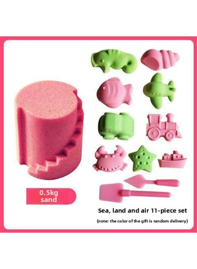 null - One To 10kg Space Sand Toy Suit Colored Mud Mars Plasticine Power Sand Boys And Girls Clay Indoor-Color:Sand Color-Specification:0.5kg Trial Model [0.5kg Sand + Sea, Land And Air Mold] - Image 1
