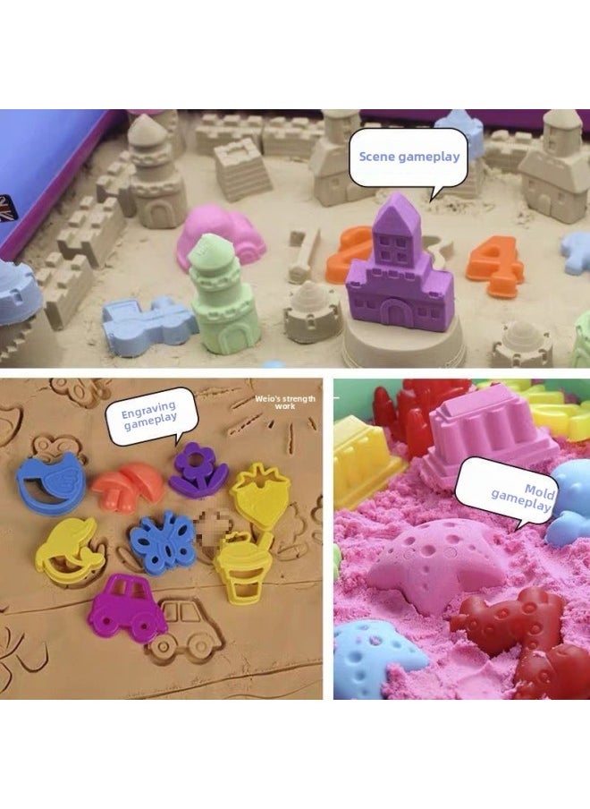 null - One To 10kg Space Sand Toy Suit Colored Mud Mars Plasticine Power Sand Boys And Girls Clay Indoor-Color:Sand Color-Specification:0.5kg Trial Model [0.5kg Sand + Sea, Land And Air Mold] - Image 1