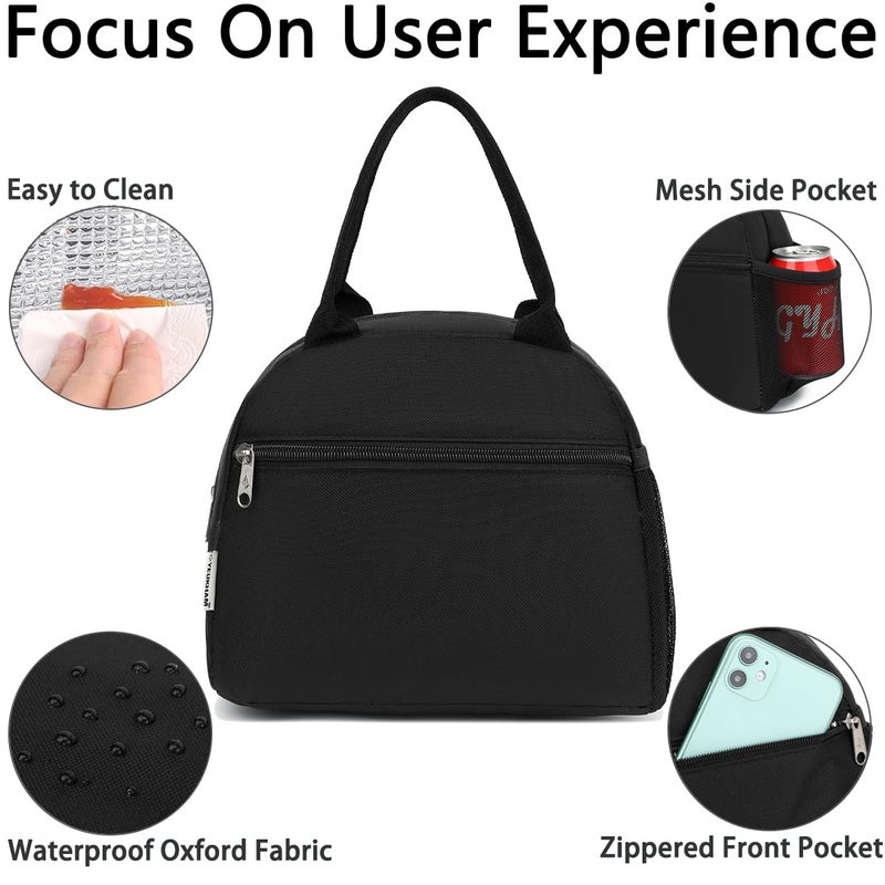 GYEUKHAM Lunch Bag Women, Lunch Box for Adult Men Kids Girls, Small Cute Lunchbox Tote Large Capacity Insulated Lunch Container Cooler for Work School Picnic Travel, Black - Image 4