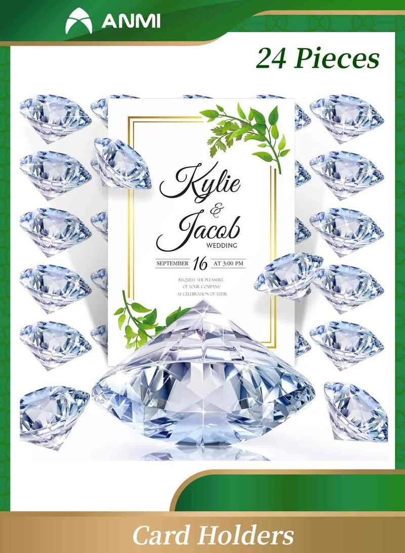 Anmi 24 Pack Diamond Place Card Holders Stands, Acrylic Crystal Table Card Stands for Wedding, Party Decoration, Baby Shower, Table Decorations (Clear) - Image 1