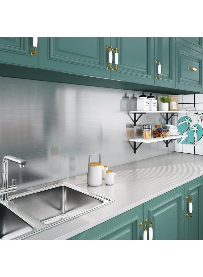 40 x 500cm Brushed Silver Stainless Steel Contact Paper,  Nickel Peel and Stick Wallpaper Decorative Stainless Steel Contact Paper, Waterproof Backsplash Oilproof Self-Adhesive Metal Film for Refrigerator, Kitchen, Elevator Door, Countertops, Cabinets and Furniture Renovation ﻿ - Image 4