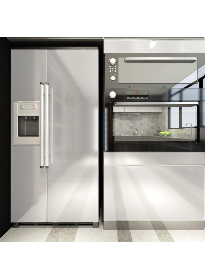 40 x 500cm Brushed Silver Stainless Steel Contact Paper,  Nickel Peel and Stick Wallpaper Decorative Stainless Steel Contact Paper, Waterproof Backsplash Oilproof Self-Adhesive Metal Film for Refrigerator, Kitchen, Elevator Door, Countertops, Cabinets and Furniture Renovation ﻿ - Image 2