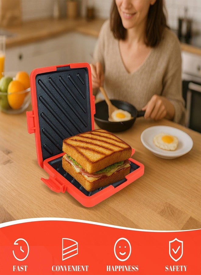KDSPAROS Microwave Sandwich Maker - Microwave Toastie Sandwich Maker，3-in-1 Toastie Panini Press with Dishwasher Safe Design No Electricity Needed Fast Cooking for Travel Friendly/Office/Home(Red) - Image 2