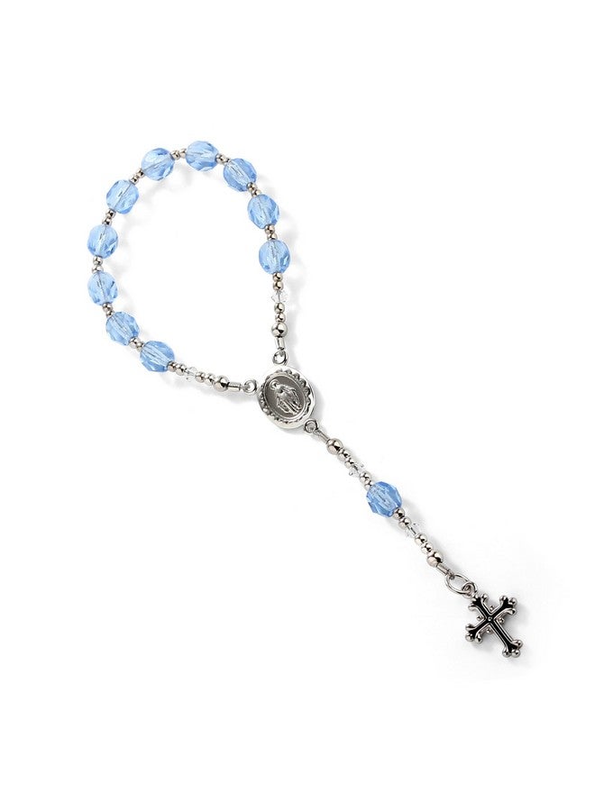 Precious Pieces Sterling Silver Blue Baby Rosary Baptism Gift for Baby Boys - Image 1