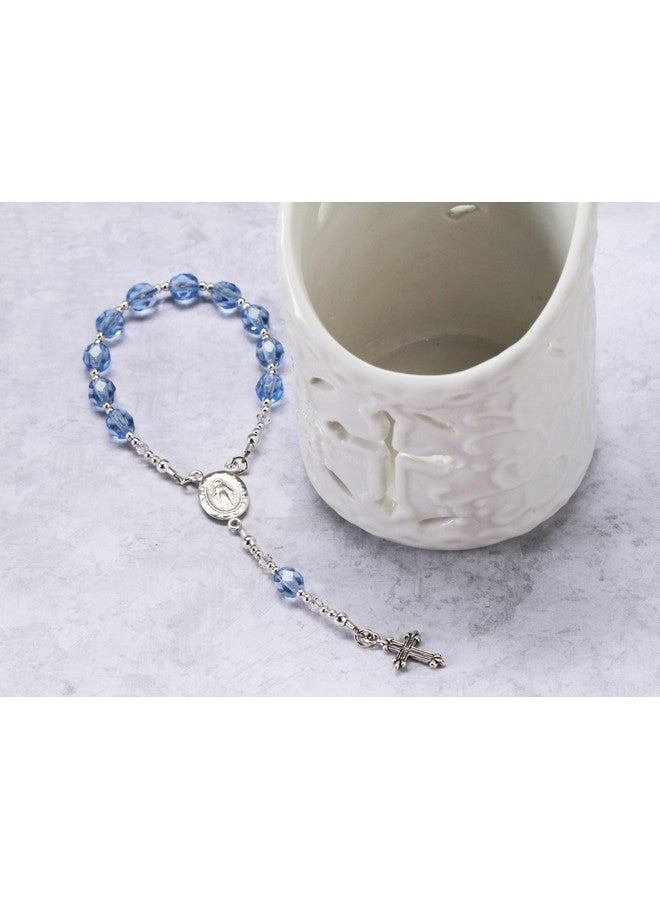 Precious Pieces Sterling Silver Blue Baby Rosary Baptism Gift for Baby Boys - Image 3