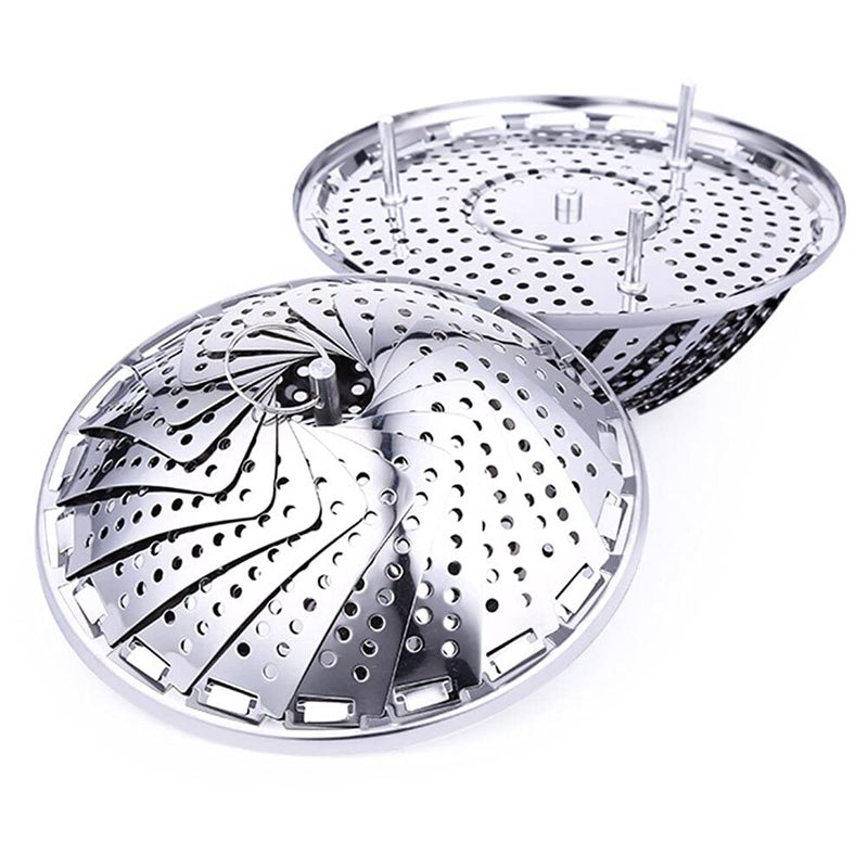 AMEEDARSHAN Foldable Stainless Steel Vegetable Fruit Steamer Punching Food Drain Bowl Basket Multifunctional Kitchen Tools Retractable - Image 2