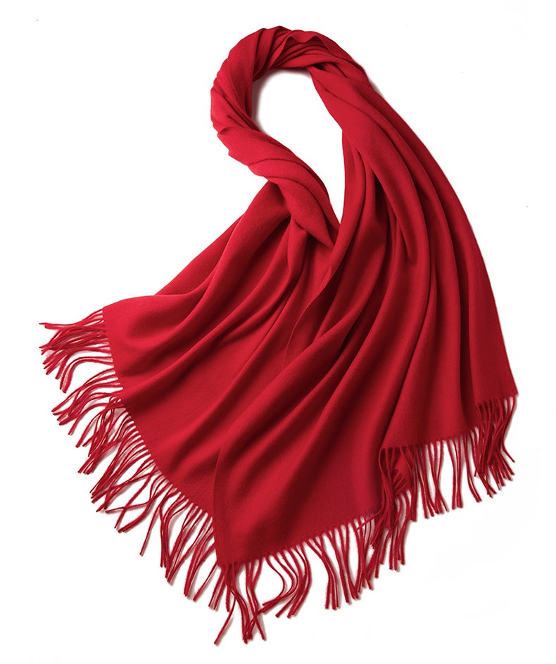 Pure Wool Scarf Unisex Autumn Winter Warm Light blue - Image 5