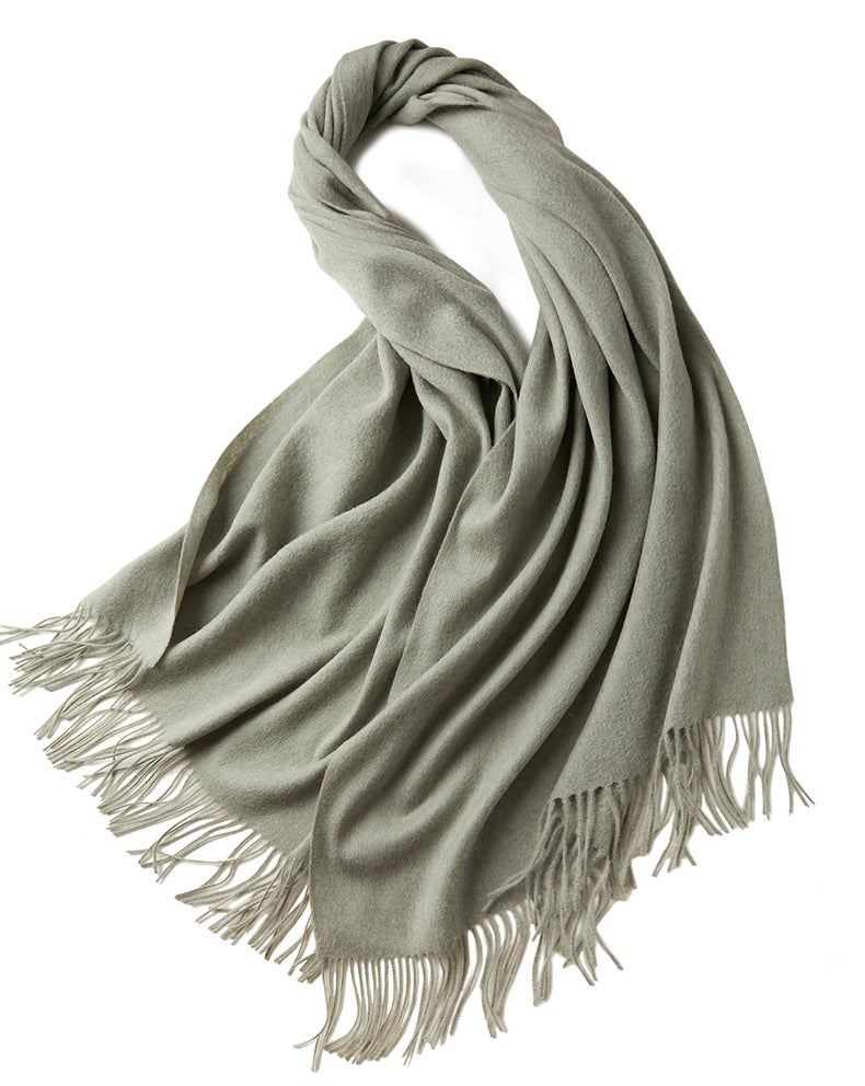 Pure Wool Scarf Unisex Autumn Winter Warm Light blue - Image 2