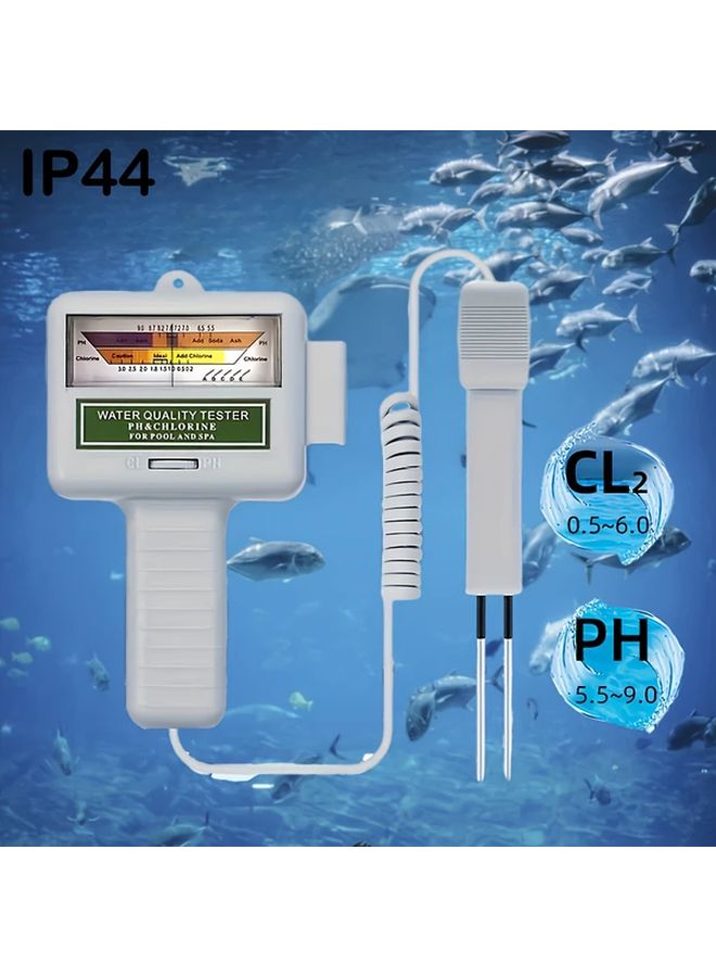 مقياس الأس الهيدروجيني والكلور المحمول الرمادي 2 في 1 IP44 لمراقبة جودة المياه لاختبار حمامات السباحة - Image 1
