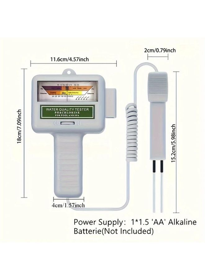 مقياس الأس الهيدروجيني والكلور المحمول الرمادي 2 في 1 IP44 لمراقبة جودة المياه لاختبار حمامات السباحة - Image 3