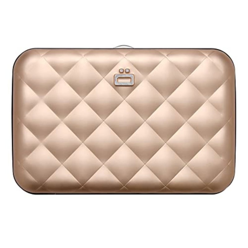 Aluminum Card Holder Wallet for Women, RFID Blocking. Model: HELSINKI Elegant quilted design. Instant card access with one-hand opening. Holds up to 10 cards bills. - Image 4