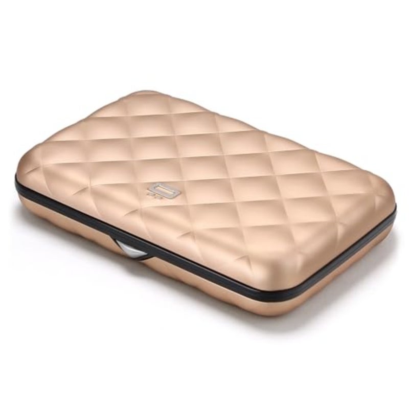 Aluminum Card Holder Wallet for Women, RFID Blocking. Model: HELSINKI Elegant quilted design. Instant card access with one-hand opening. Holds up to 10 cards bills. - Image 1