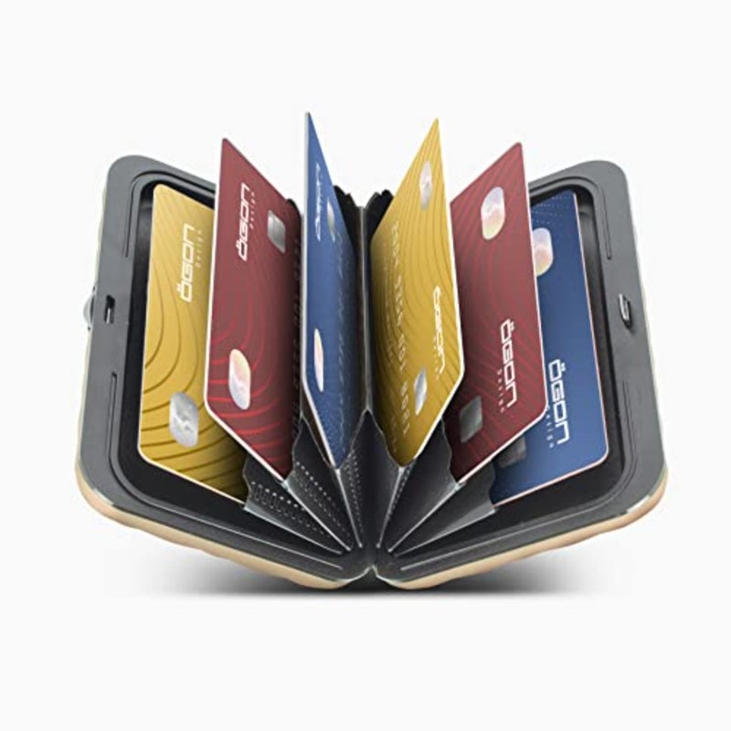 Aluminum Card Holder Wallet for Women, RFID Blocking. Model: HELSINKI Elegant quilted design. Instant card access with one-hand opening. Holds up to 10 cards bills. - Image 2