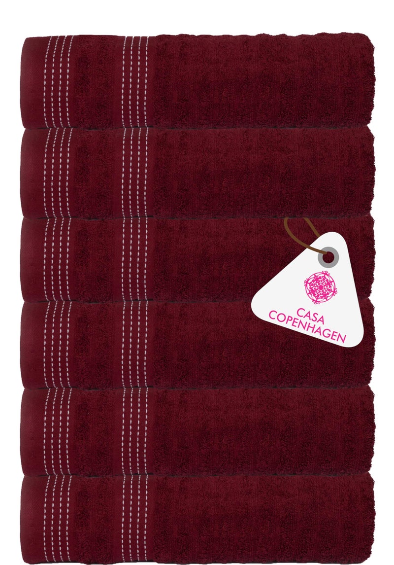 CASA COPENHAGEN Casa Copenhagen Germany Design'24 - Elegance Super Soft Collection 100% Super Soft Cotton 6 Piece Hand Towels Set (Size : 40 x 60 cm) - Carabenet Red  - Image 1