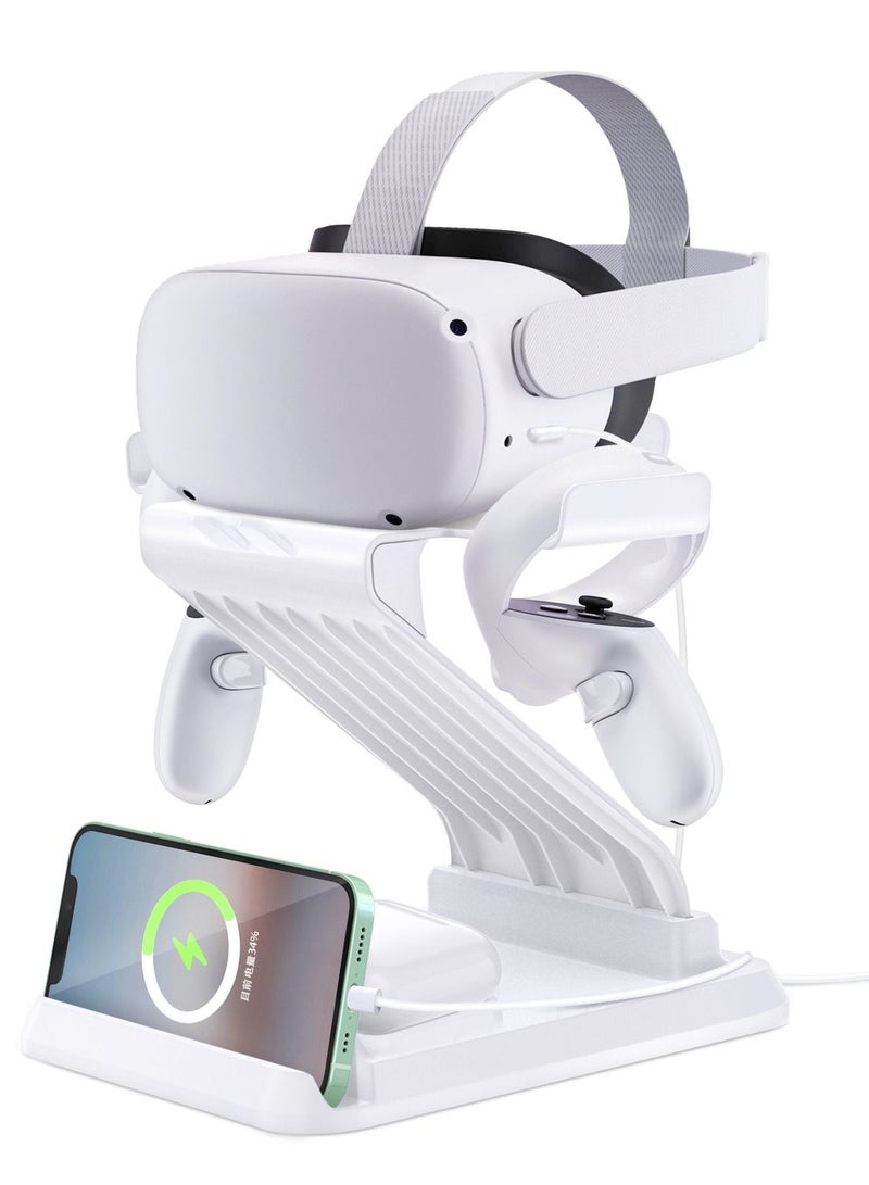 SYOSI Charging Dock with Wireless Charging for Oculus Quest 2 Stand Accessories Compatible with VR Headset and Touch Controllers, Phone Holder Charging Station - Image 1