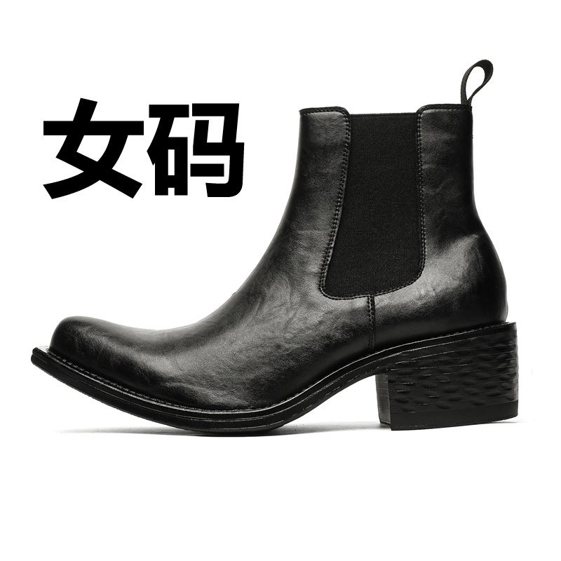 Winter Fleece-Lined Increased Thick Pointed Wizard Boots Casual Trendy Men'S Martin Boots For Men And Women 66627-M - Image 1
