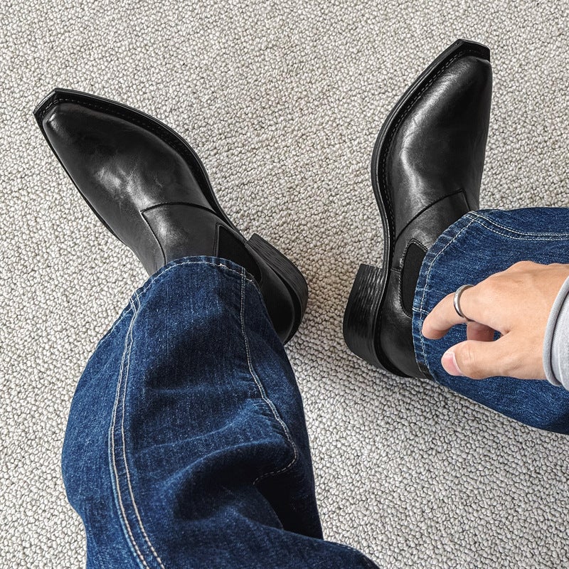 Winter Fleece-Lined Increased Thick Pointed Wizard Boots Casual Trendy Men'S Martin Boots For Men And Women 66627-M - Image 4