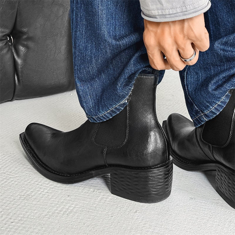 Winter Fleece-Lined Increased Thick Pointed Wizard Boots Casual Trendy Men'S Martin Boots For Men And Women 66627-M - Image 2