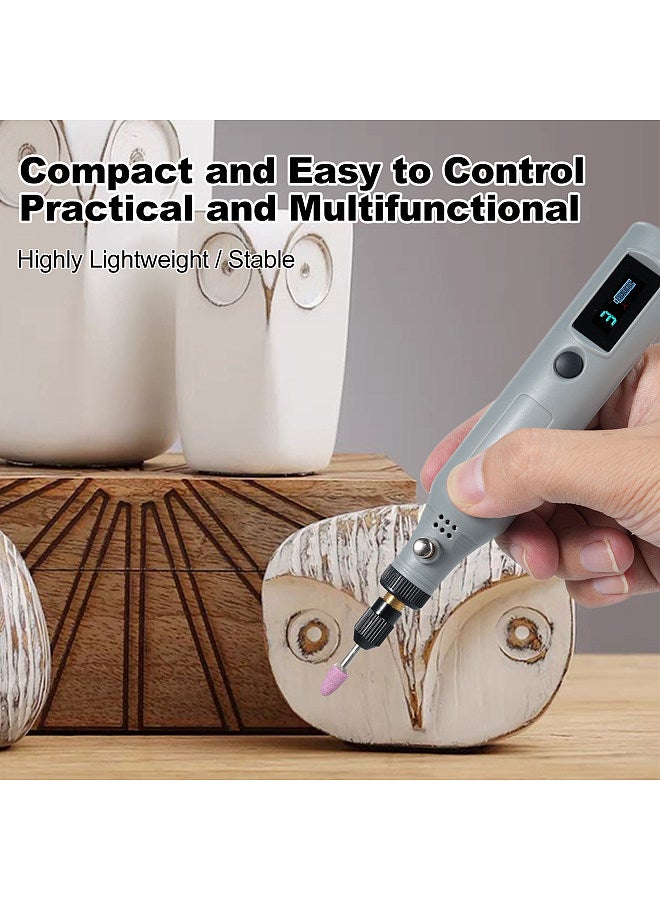 Mini Cordless Rotary Tool with With Digital Display Screen 3-Speed Grinder Kit with 25Pcs Accessories Type-C Charging Art Craft Tool for Grinding Cutting Engraving Drilling and Small DIY Crafts  - Image 5