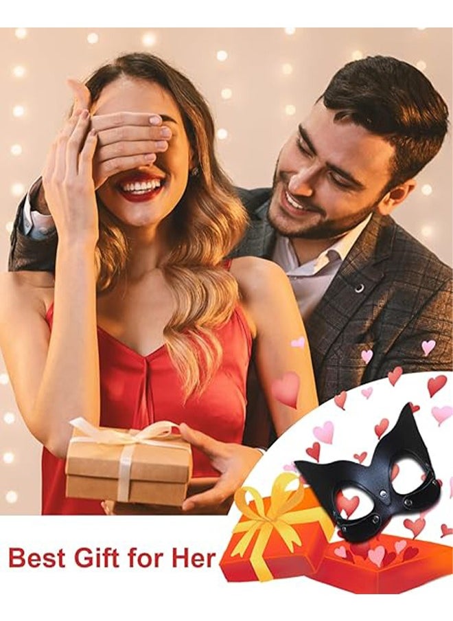 HY Leather Cat Mask for Women, Black Masquerade Mask for women Bunny Mask Cat Face Mask for Night Club Cosplay  - Image 5