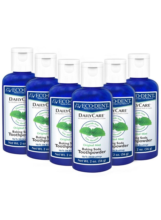Eco-Dent DailyCare Baking Soda Toothpowder, Mint - Fluoride-Free Toothpaste Powder, SLS-Free Tooth Powder with Baking Soda, Minerals, and Essential Oils, Toothpaste Alternative, 2 Oz Ea (Pack of 6) - Image 1